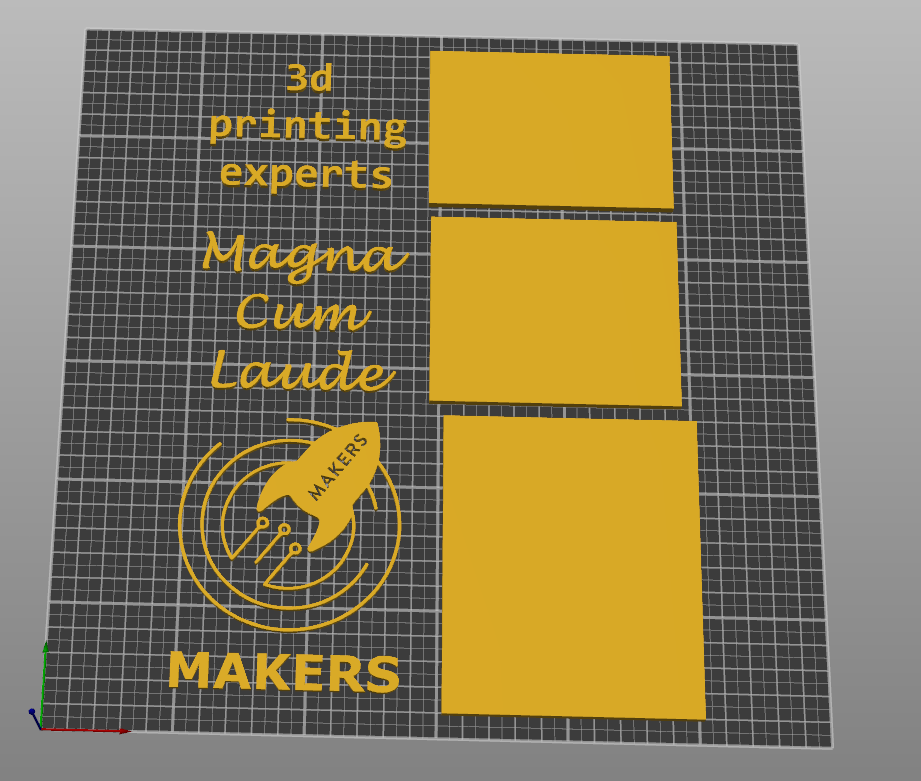 CAD slicer layout showing all six decorations